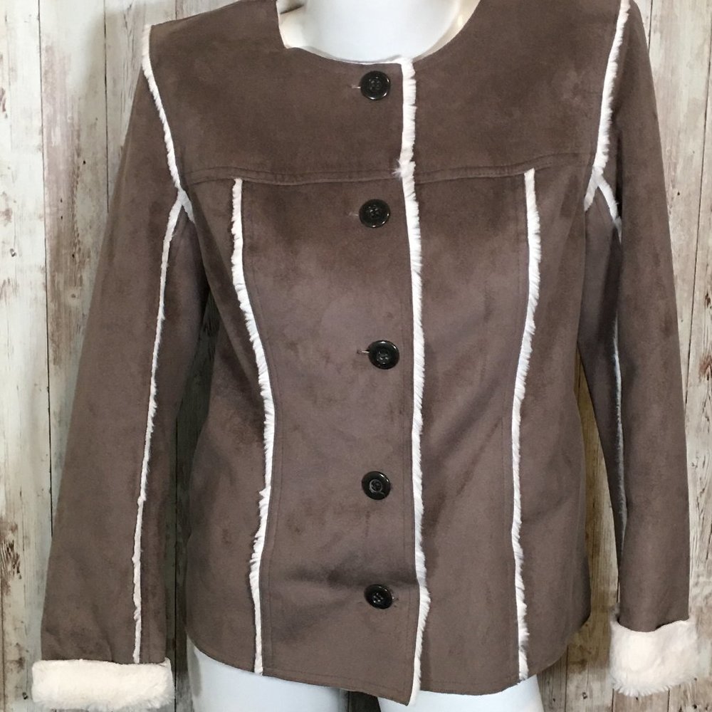 EUC J. Jill Faux Suede Jacket Blazer Coat Brown